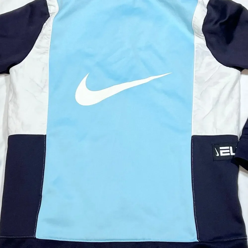 Nike Therma-FIT Elite Big Kids Large Full-Zip Basketball Hoodie Black White Blue